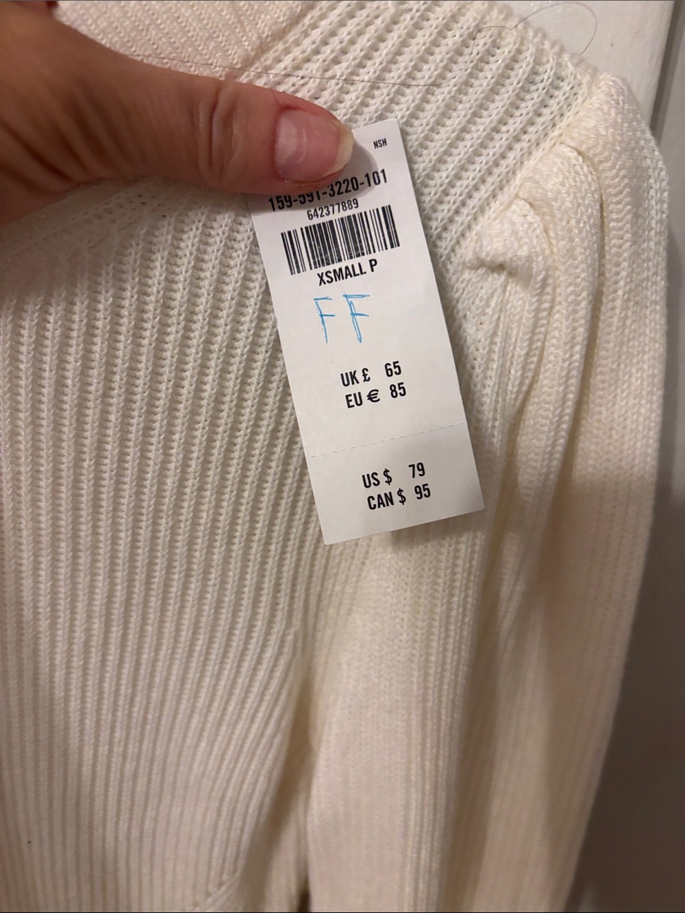 Abercrombie + Fitch XS Sweater Dress NWT Cream Knit Long-Sleeve Sweater Dress - Picture 3 of 5